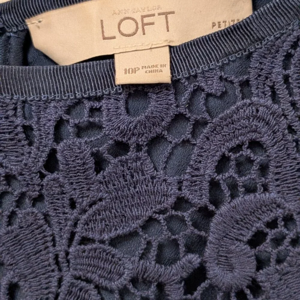 Loft Navy Lace Sheath Dress - Size 14 - Picture 3 of 3